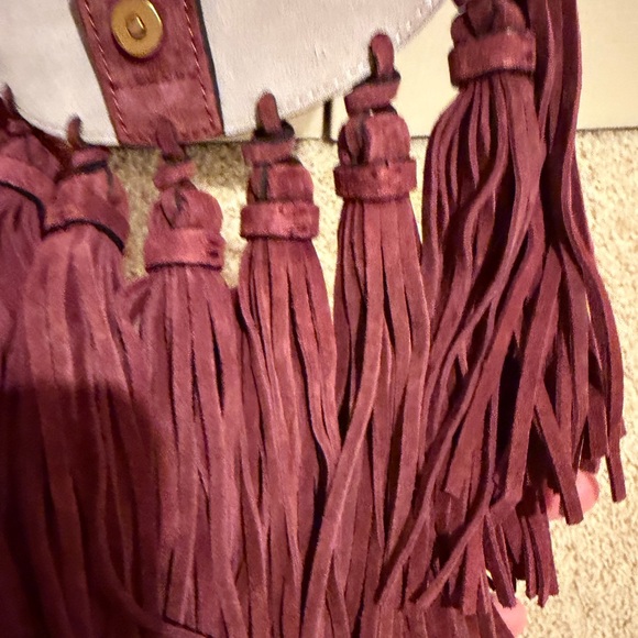 Vintage Burgundy Suede Fringe Bag - Picture 12 of 16